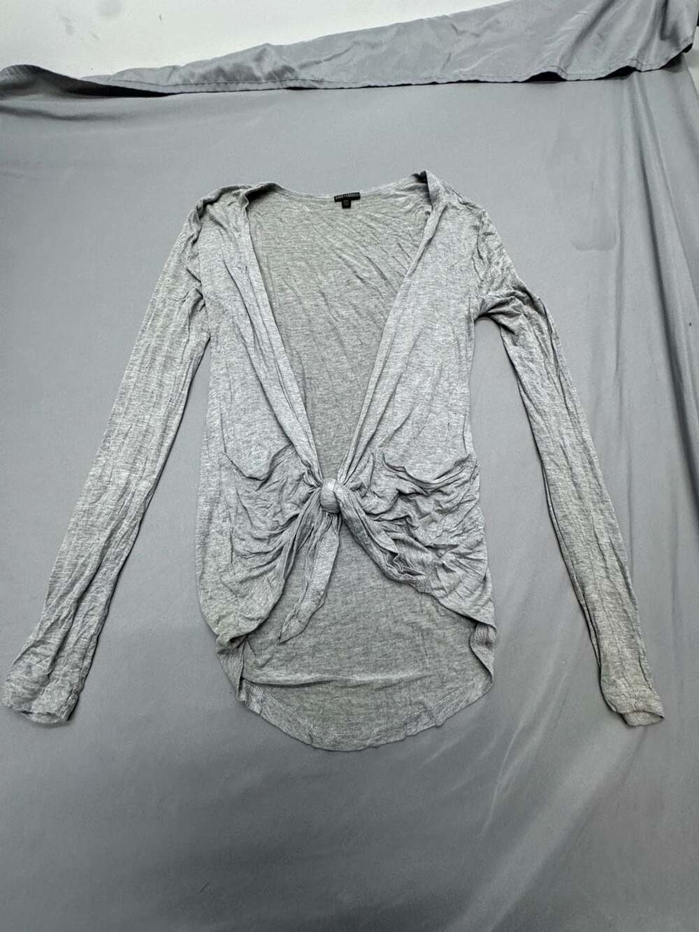 Coco + Carmen Cardigan Size S/M Gray Front Tie Long Sleeve Top